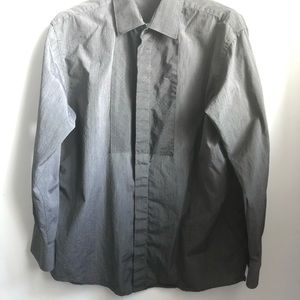 Kenneth Cole Grey Placket Front LS Shirt 16 1/2 32